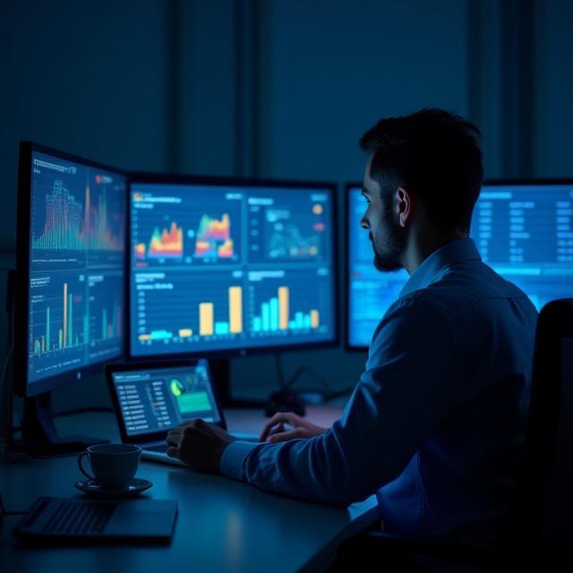Analyst reviewing affiliate marketing performance charts